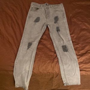 boohooMAN gray skinny jeans